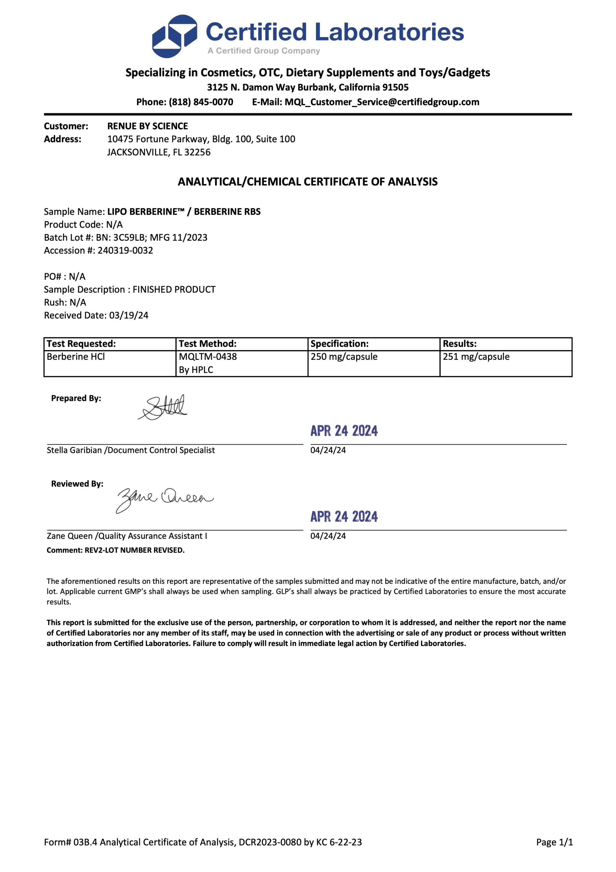 Berberine (Liposomal) 90 Ct.